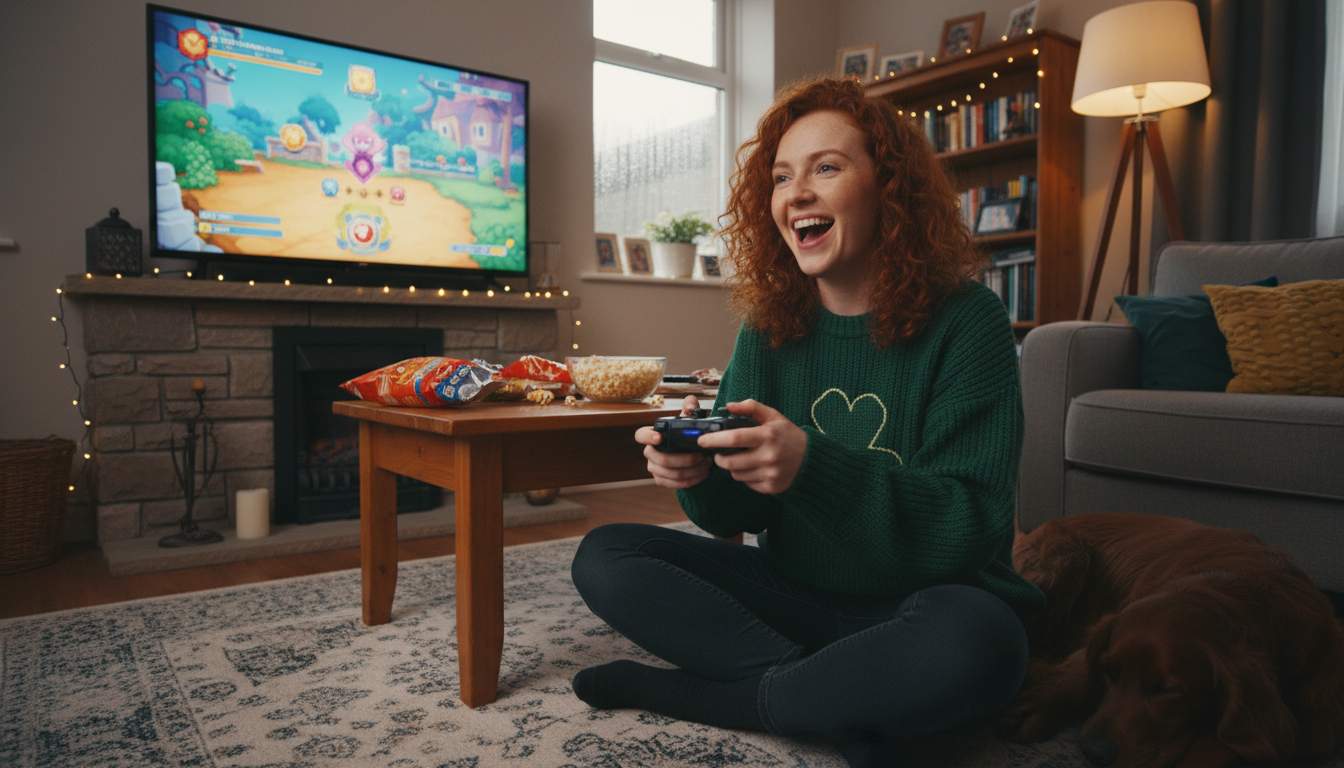 Excited woman playing at an online casino